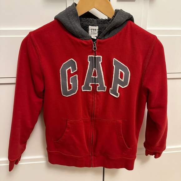 Gap Kids Cozy Logo Fleece Zip Hoodie with Sherpa Lining Size 10 - Picture 3 of 4